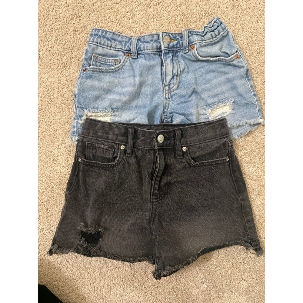 Kids Girls High Waisted Distressed Denim Shorts Bundle Light Blue Black 8